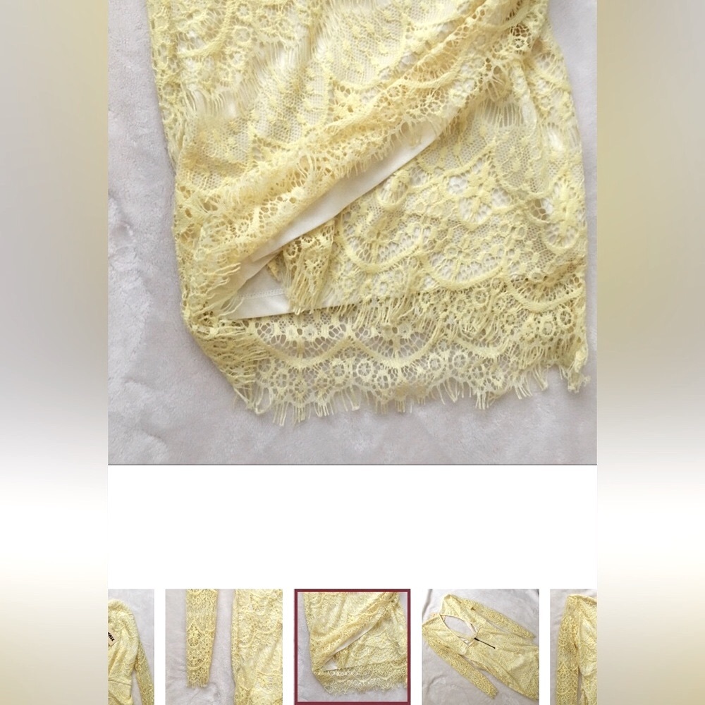 Reverse Yellow open back, plunging neckline lace short dress. NEW RE $69⚡️sale - Picture 11 of 15